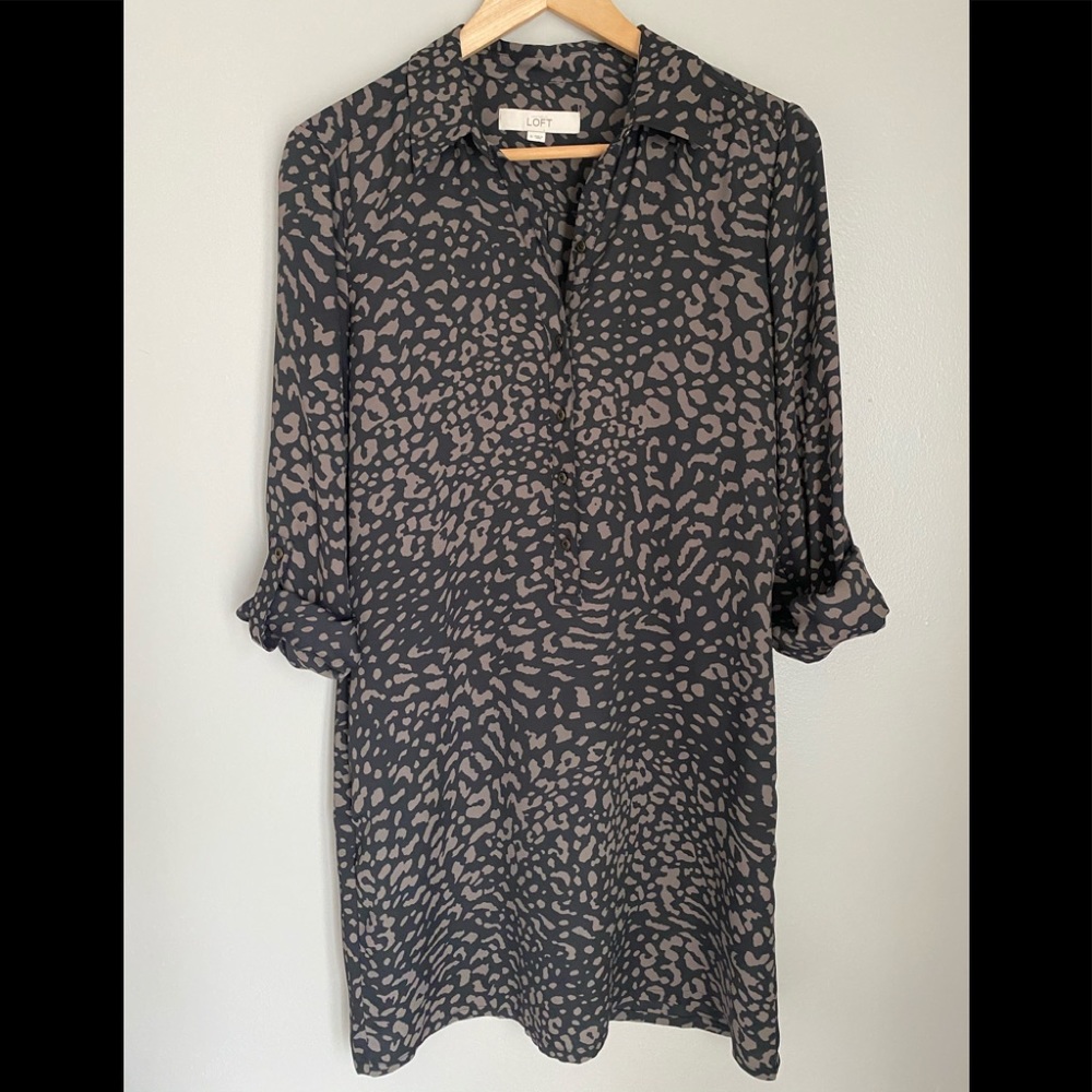 NWOT Loft beautiful leopard print black gray tunic